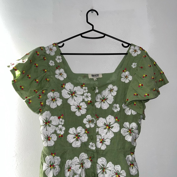 ALL THINGS MOCHI KAY DRESS GREEN FLORAL Size Small - Picture 5 of 14